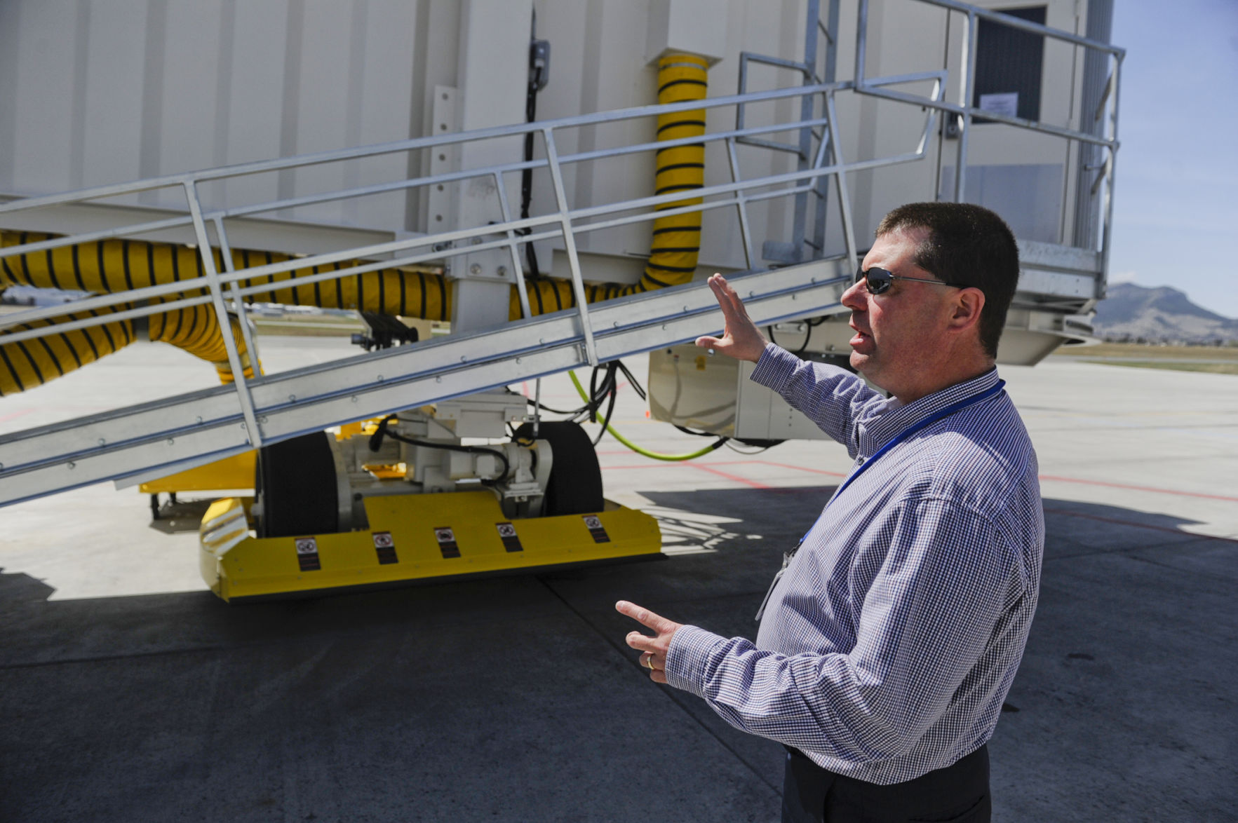 Airport director Jeff Wadekamper talks about the airport's new jet bridge